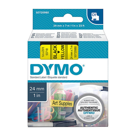 Dymo Blk on Yell 24mmx7m Tape
