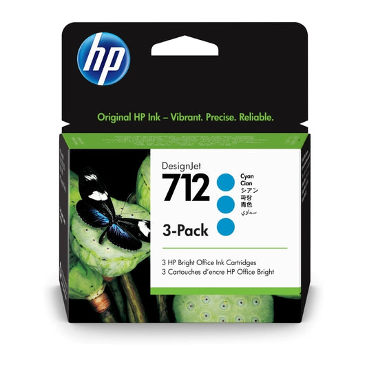 HP #712 29ml  Cyan 3pk 3ED77A
